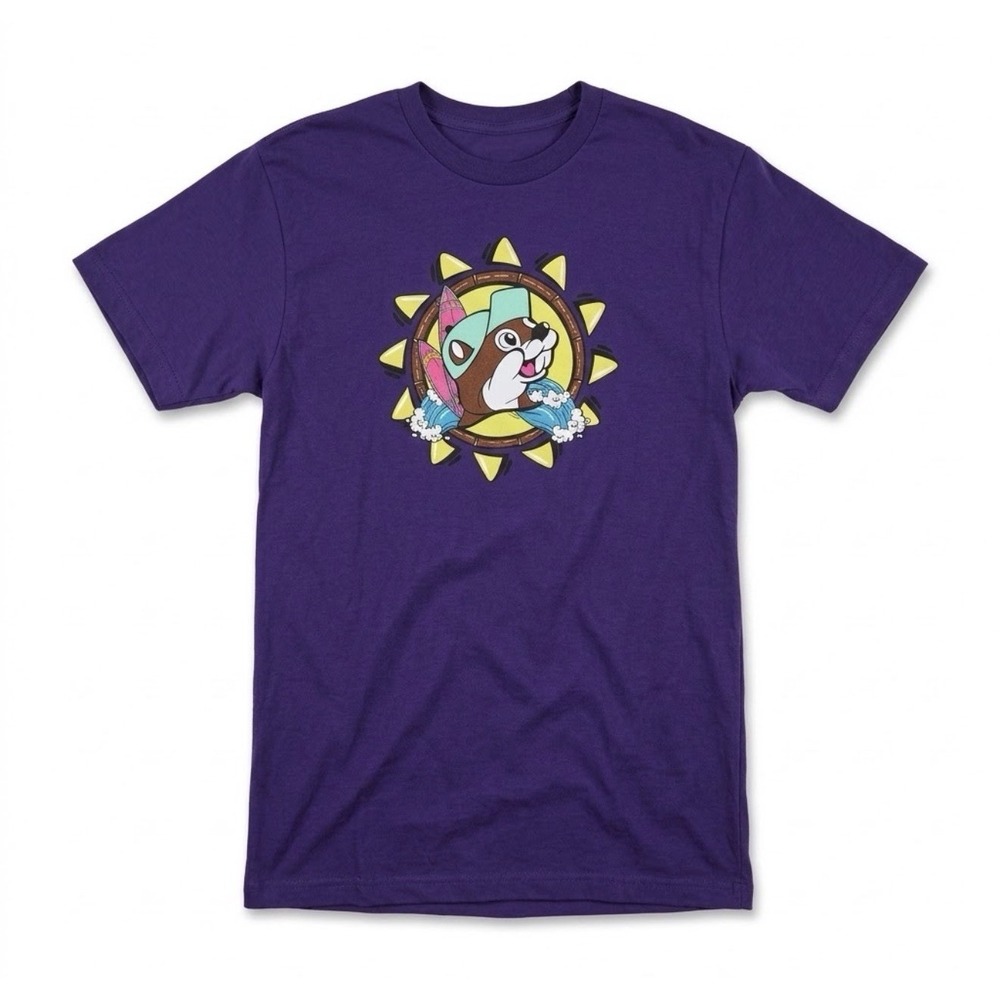 Buc-ee's Retro Surf Graphic T Shirt Sm Purple Did Somebody Say Buc Ees Beaver